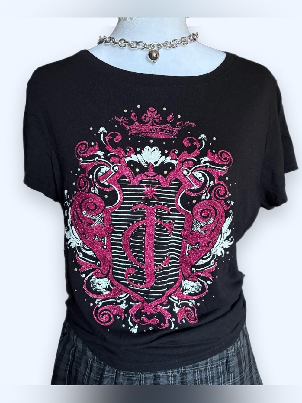 Vintage Y2K Juicy Couture Glitter Crest Graphic Tee